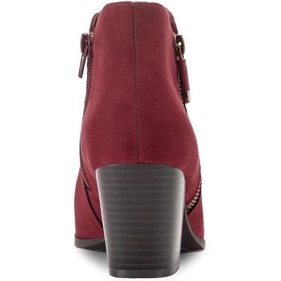 Style & Co. Womens Masrinaaf Suede Block Heel Booties Red 6 Medium (B,M) - Picture 3 of 3